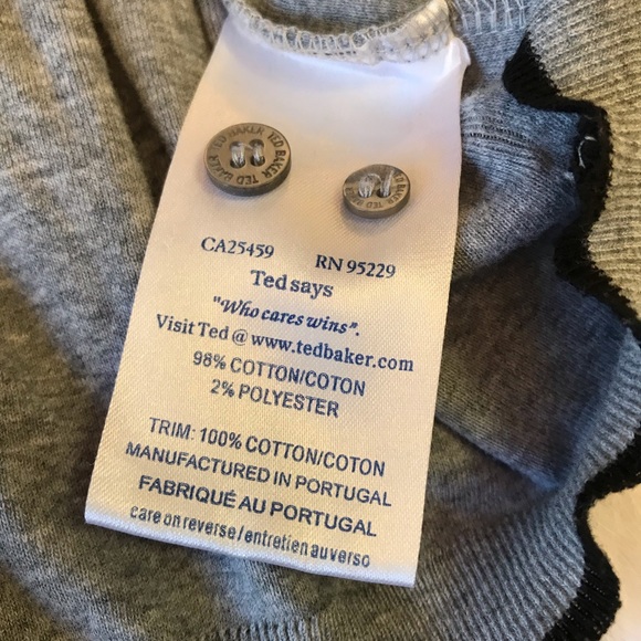 Ted Baker polo shirt grey cotton stretchy tee button up collar top - Picture 15 of 15